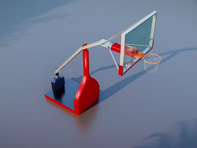 Professional Basketball Hoop Sports Equipment With Clear Backboard Red Base And Net 3d model
