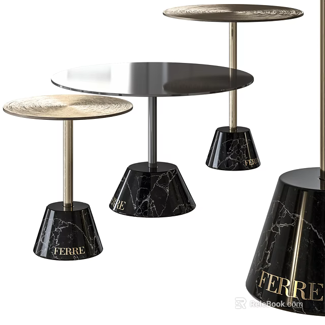 Modern Round Tables With Black Marble Bases And Elegant Design Elements 3d model