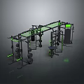 Modern Multi functional Home Gym Equipment With Training Racks And Dumbbells 3d model