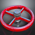 Red Metal Hardware Tool Handwheel Featuring Spoke Design And Central Knob For Workshop Use 3d model