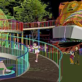 Outdoor Playground Equipment With Yellow Fish Shaped Structure And Orange Patterned Ball On Green Grass