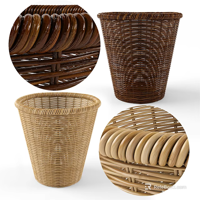 Woven Garden Decorative Baskets Made Of Natural Materials With Various Patterns 3d model 