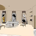 Modern Wedding Dress Store Interior With Curved Structures Light Tones And Display Area