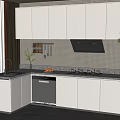 Modern Kitchen Interior With White Cabinets Countertop Appliances And Tile Backsplash 3d model