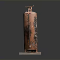 Old Vintage Rusty Fire Extinguisher Placed on Transparent Acrylic Base