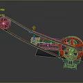 Mechanical Industrial Equipment Featuring Red Wheels Belt Drive And Metal Frame