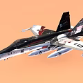 Black And White Fighter Jet With Missiles And 01 10 Markings In Orange Sky