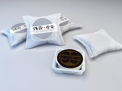 Fresh Yomany Biscuit in White Container with Packaged Bags and Mesh Sachet 3d model