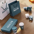 Decorative Ornament Set on Wooden Table with Jamib Brand Boxes Cups and Cards