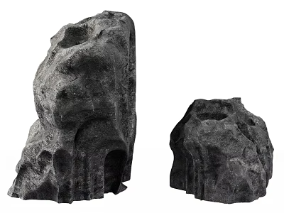 Two Textured Gray Rockery Stones For Garden Landscape Decoration Design 3d model