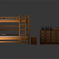 Wooden Bunk Bed Set With Mattress Ladder And Dresser Drawers