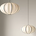 Two Modern Beige Pendant Lights With Black Lines And Round Design 3d model