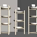 Natural Bamboo Multi Tier Shelf Units With Round Trays And Labels