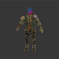 Detailed 3D Cyberpunk Character Model With Blue Jacket Mechanical Arm And Braided Hair