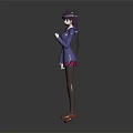 Two Anime Characters In Purple Uniform With Cat Ear Hats Short Skirt And Brown Shoes
