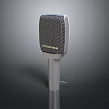 Practical Household Microphone With Gray Body Mesh Grille And Stand