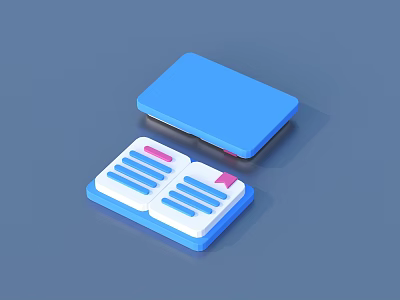 Blue Rectangular Storage Box With Open Top White Dividers And Pink Accents 3d model