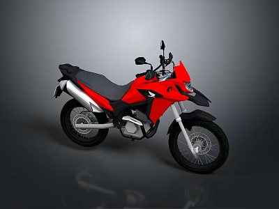Red Off road Motorcycle With Black Seat And Silver Exhaust System Design 3d model