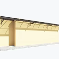 Light Colored Awning With Metal Frame On Building Side 3d model