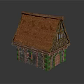 Traditional Cottage Building With Wood And Stone Structure Orange Tiled Roof Windows And Wooden Door