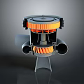 Mechanical Industrial Component With Orange Blades Black Housing And Support Stand
