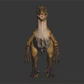 Realistic Velociraptor Dinosaur 3D Rendering With Brown Yellow Stripes And Open Mouth