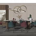 Modern Dining Table and Chair Combination Dining Table and Chair 3d model