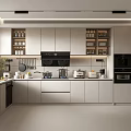 Modern Kitchen Interior Design With White Wall Base Cabinets Appliances And Window 3d model