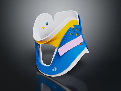Multicolored Medical Cervical Collar Brace With Supportive Structure And Comfortable Padding 3d model