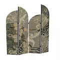 Artistic Decorative Screen With Crane Bird Floral Patterns And Intricate Design 3d model