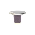 Modern Black Textured Round Dining Table With Purple Pleated Leg And Gold Metal Base