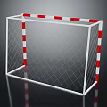 Soccer Goal With White Frame Red And White Striped Posts And Net 3d model