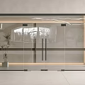 Modern Glass Double Doors Interior Design With Ambient Lighting And Decorative Plants