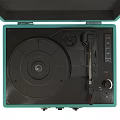 HYKKEE Turquoise Portable Turntable With Black Vinyl Record And Case Design