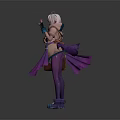 Game and Movie Character With Silver Hair Purple Cape Striped Pants And Blue Shoes