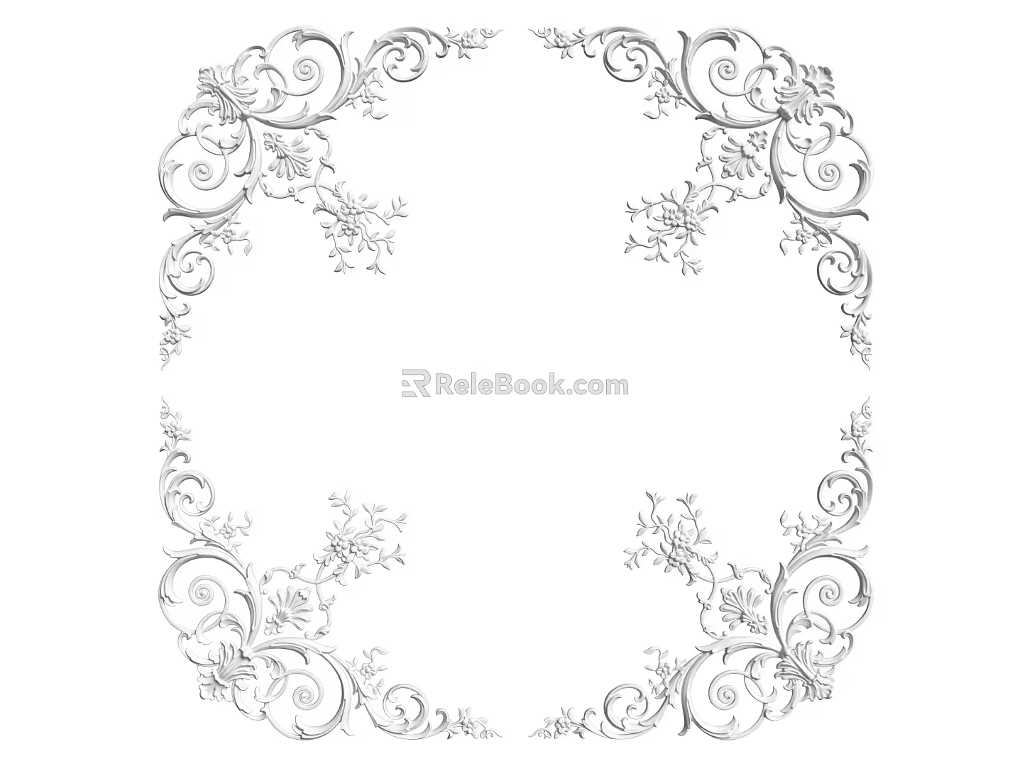 European-style lamp panel gypsum component carved 3d model