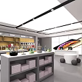 MELOLA Mall Store Modern Interior With White Display Counters Colorful Posters And Product Shelves