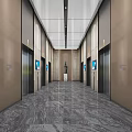 Modern Lobby Reception Desk Design With Stone Walls Wooden Accents And Glass Doors
