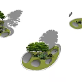 Plant Combination in Landscape Design With Trees Shrubs Stones and Irregular Shaped Green Spaces