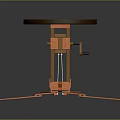 Smart Machine Featuring Round Wooden Top Multi Legged Orange Metal Stand Innovative Design