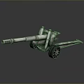 3D Model Of Vintage Wheeled Cannon Weapon With Metal Barrel And Carriage