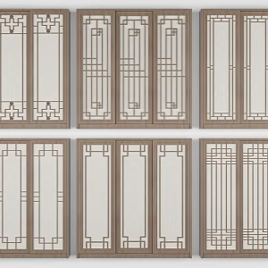 New Chinese Wardrobe Door Wardrobe 3d model