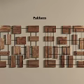 Poliform Wall Hanging Featuring Wooden Blocks Black Metal Frame and Geometric Pattern 3d model