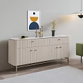 Modern Elegant White TV Stand With Drawers Gold Legs And Decorative Wall Art