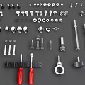 Assorted Metal Accessories For Clothing Including Fasteners Rivets And Tools Set