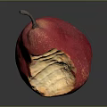 Adorable Rabbit Eating Red Spotted Bitten Pear On Dark Background Surface