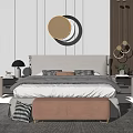 Light Luxury Background Double Bed Simple Bedding Combination 3d model