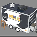 Mobile Kitchen Paradise Food Truck With Blue White Exterior Chalkboard Menu And Wheels