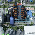 Industrial Plant Facility With Tall Processing Towers Pipelines And Storage Tanks 3d model