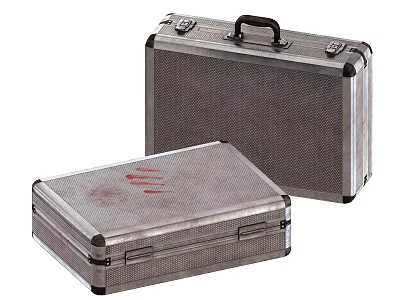 Two Sturdy Silver Aluminum Cases With Textured Surface Latches And Handles 3d model